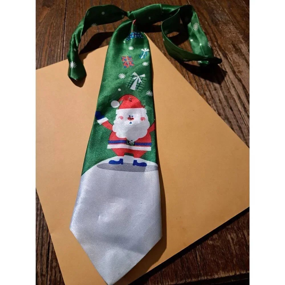 Holiday Christmas Santa Claus Snow Light Up Novelty Mens Necktie